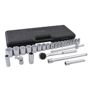 JGO. DE DADOS Y ACCESORIOS CUADRO DE 1/2" MÉTRICO, 25 PIEZAS