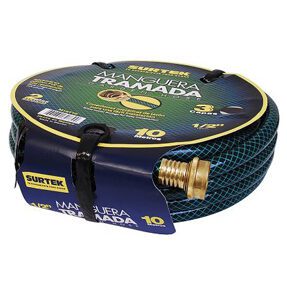 MANGUERA TRAMADA VERDE 1/2" ARMADA CON CONECTOR METALICO 15M