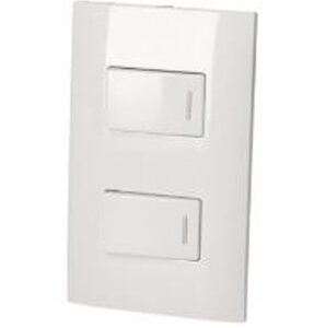 PLACA CON 2 SWITCH, COLOR BLANCO