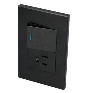 PLACA 1 INTERRUPTOR 1 CONTACTO 1/2, LÍNEA PREMIUM, NEGRO