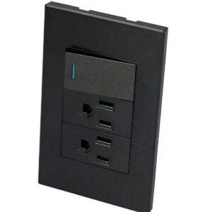 PLACA CON 1 SWITCH 2 CONTACTOS 1/3 COLOR NEGRO
