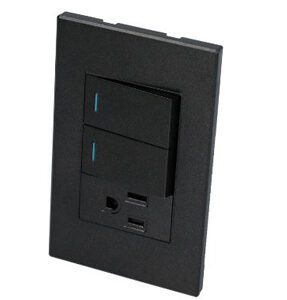 PLACA CON 2 SWITCH 1 CONTACTO 1/3 COLOR NEGRO